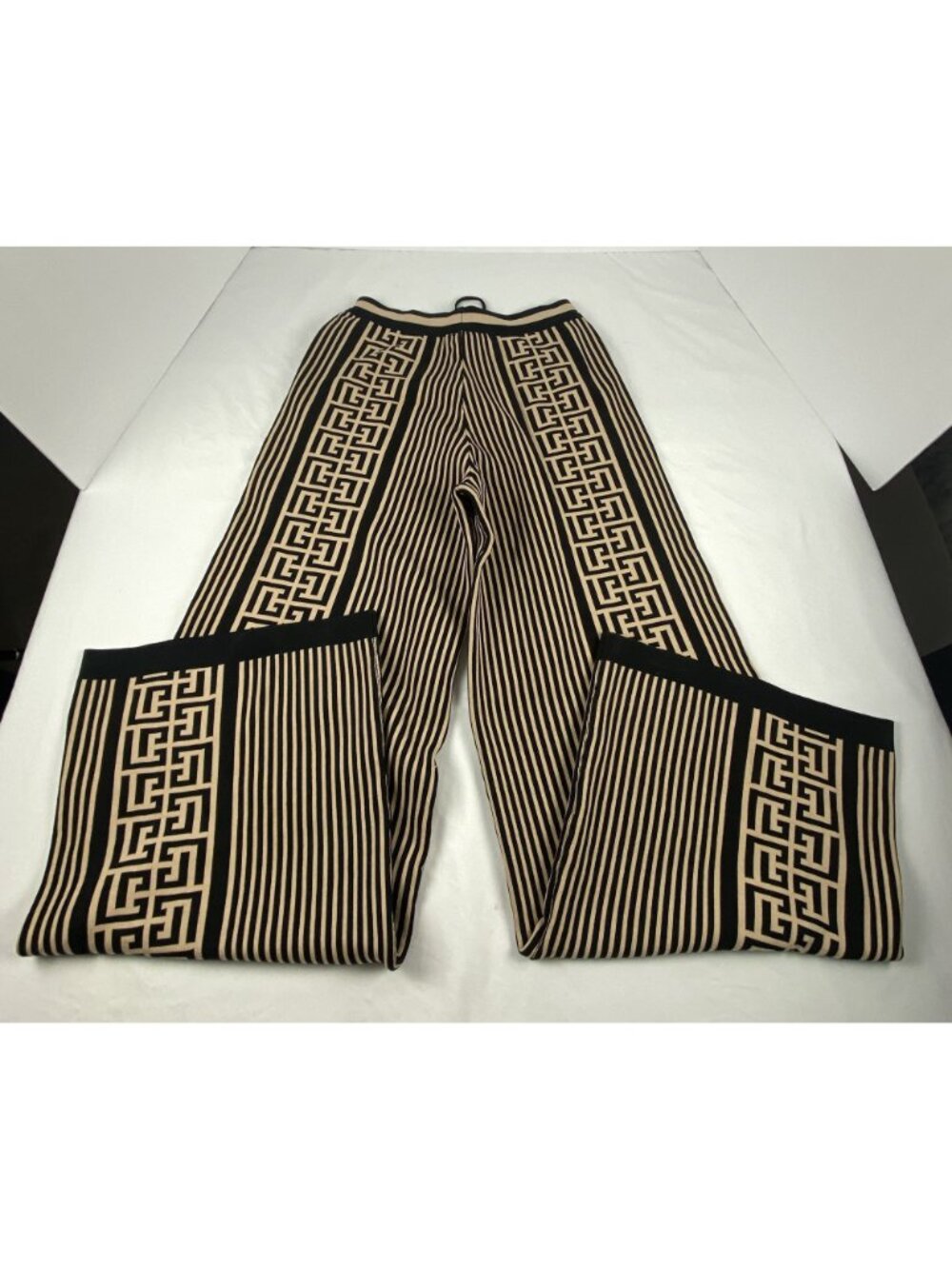 Fashion Nova Womens Black & Beige Geometric Wide-Leg Pants XL Viscose Blend - Picture 6 of 10